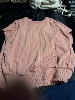 Pink Textured Short Sleeve Top