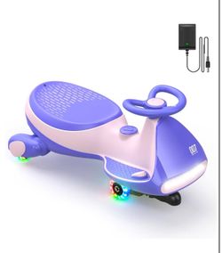12V N7 Pro Electric Wiggle Car with Pedal, Rechargeable Battery, 2 in 1 Swing Car, 2 Speed Ride On Toy, Anti-Rollover, Flashing Wheels, Bluetooth, for