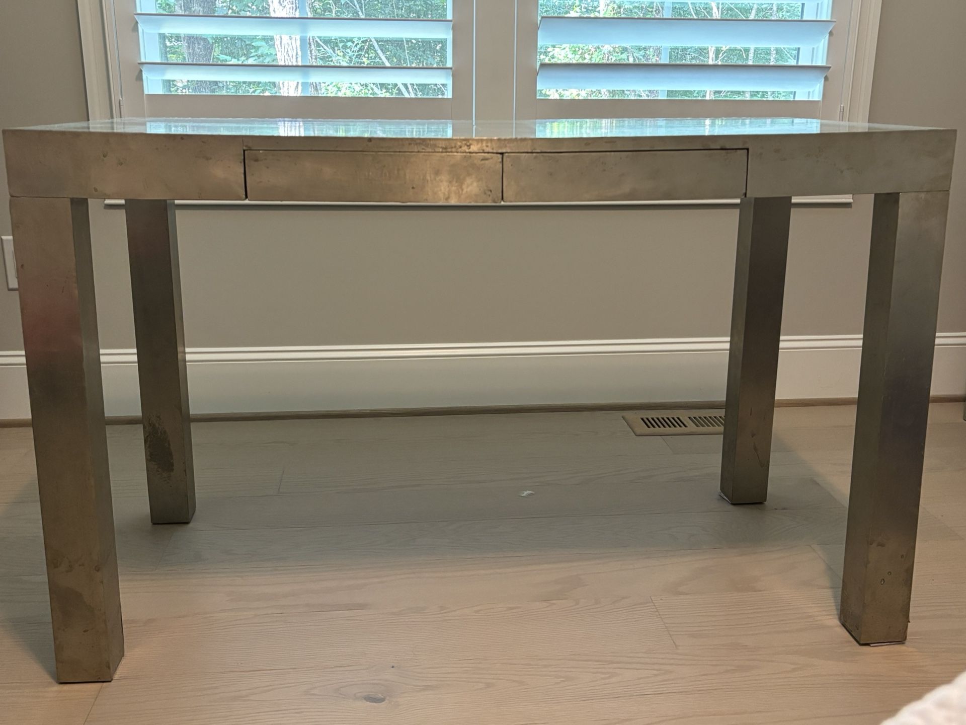 Desk/Vanity/Table - Silver Foil Wrapped with Pin-nail seaming