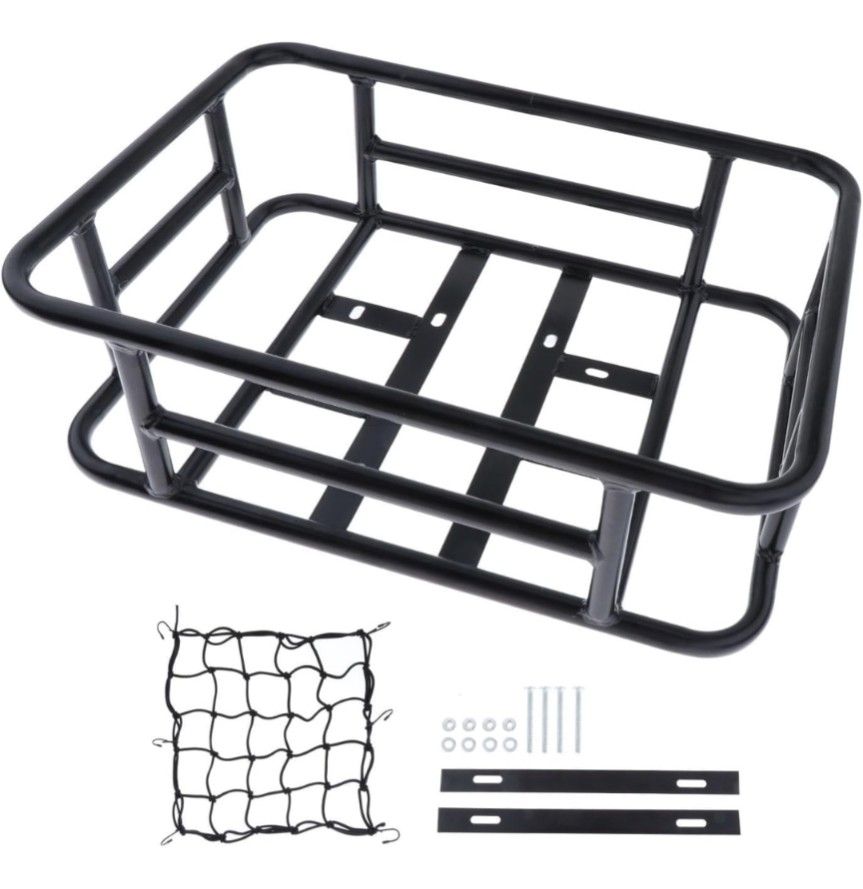 Bike Basket, Bicycle Basket Rear with Waterproof Cover,Cargo Net Large Rear Removable Metal Bike Basket, Heavy Duty Bicycle Rear Basket