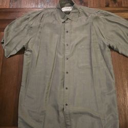 Stock Options Mens Dress Shirt 100% Silk Size Large