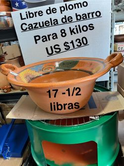 Cazuela De Barro Extra Grande Para 8 Kilos O 17 -1/2 Libras 