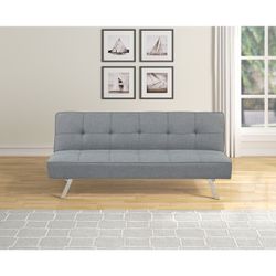 GRAY  Fabric Futon Bed W/ Metal Legs 