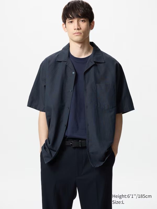 Uniqlo Cotton Linen Open Collar Shirt