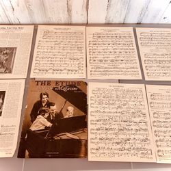 8 Vintage 1930s Large Format Pages From Music Magazine-Scrapbooking#050123D2