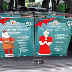 5ft Tall Matching Dancing And Singing Mr. Mrs. Clause 