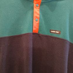 Lands End Fleece Pullover 1/4 Nap With Side Pockets Size 2XL