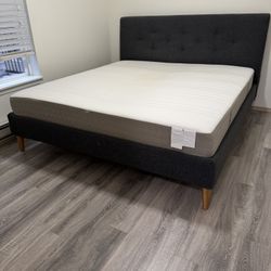 IKEA Idanas Grey Upholstered King Bed And Mattress
