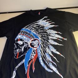 Native American Indian Skull Mens Large Black shirt