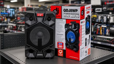 Quantum QDJ8WP 1500 Watt Rechargeable Battery Bluetooth Speaker USB FM Auxiliary Microphone Included