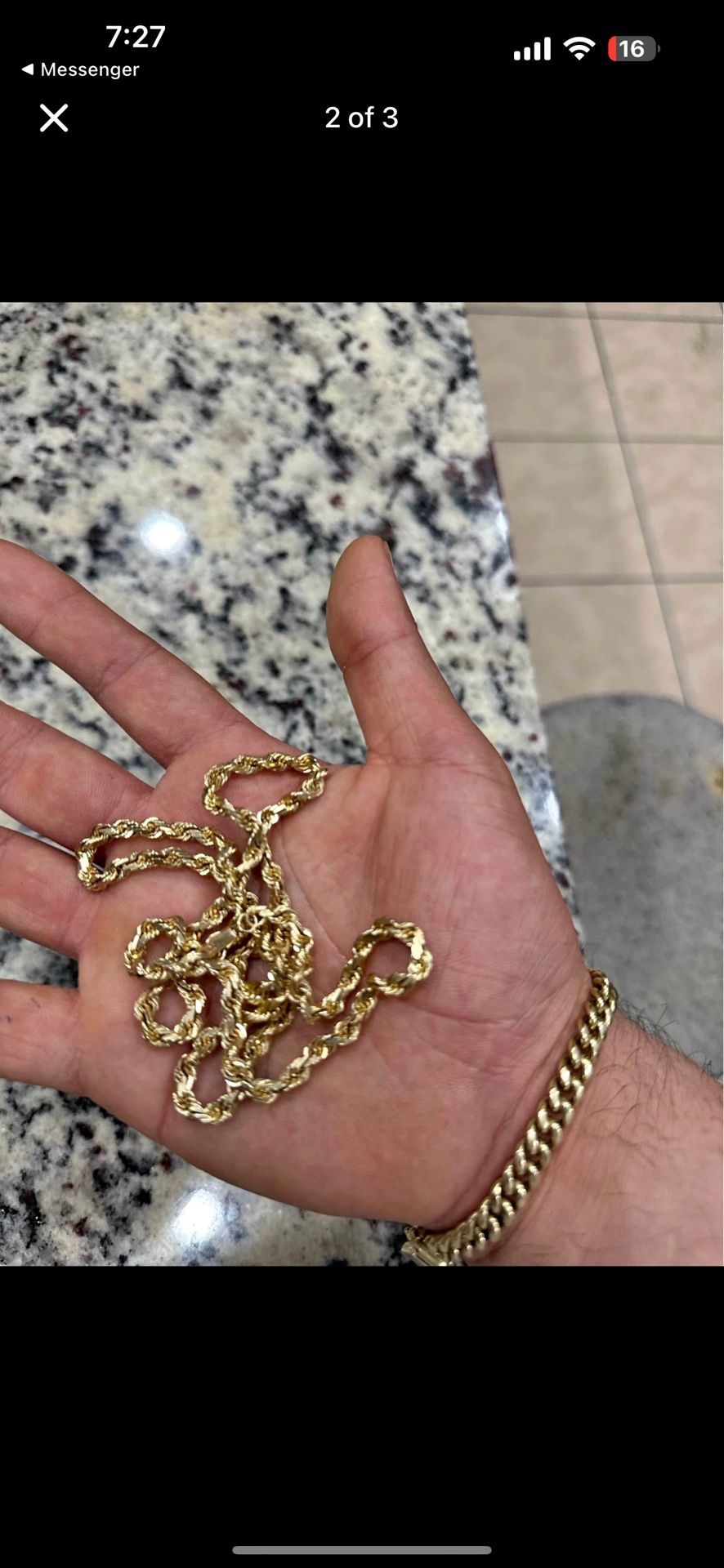 14 Karat 24 Inch Gold Solid Chain 5mm 42 Grams