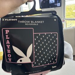 Playboy Throw Blanket, Black/Pink