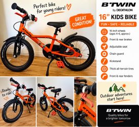 🚲 B’TWIN 16” Kids Bike – Orange – Good  Condition
