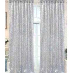 Silver Sequins Backdrop Curtains (2pcs)