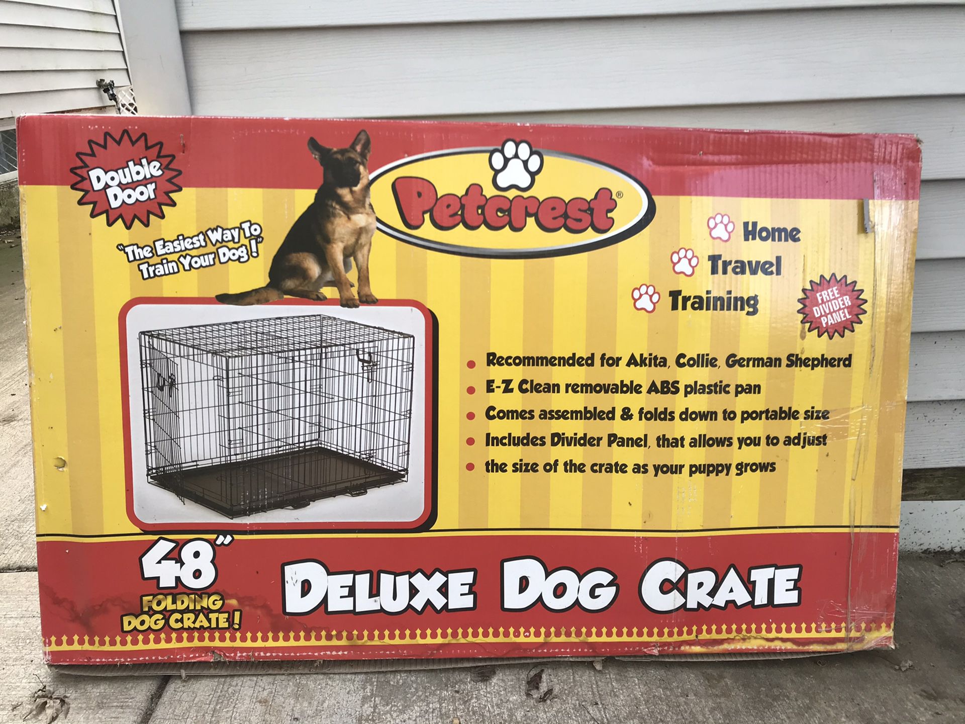 Petcrest 48” Folding Deluxe Dog Crate