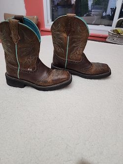 Justin Boots Nettie Square Toe Cowboy  Womens Brown Casual Boots GY9624 9 B