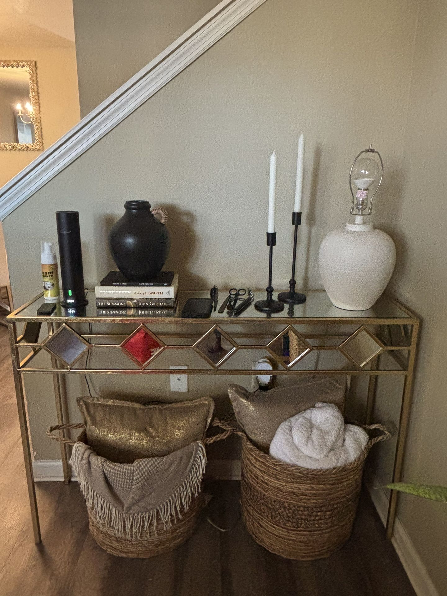 Entry Way Gold Glass Table