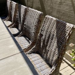 Set of 7 Natural Wicker Chairs with Cushions 