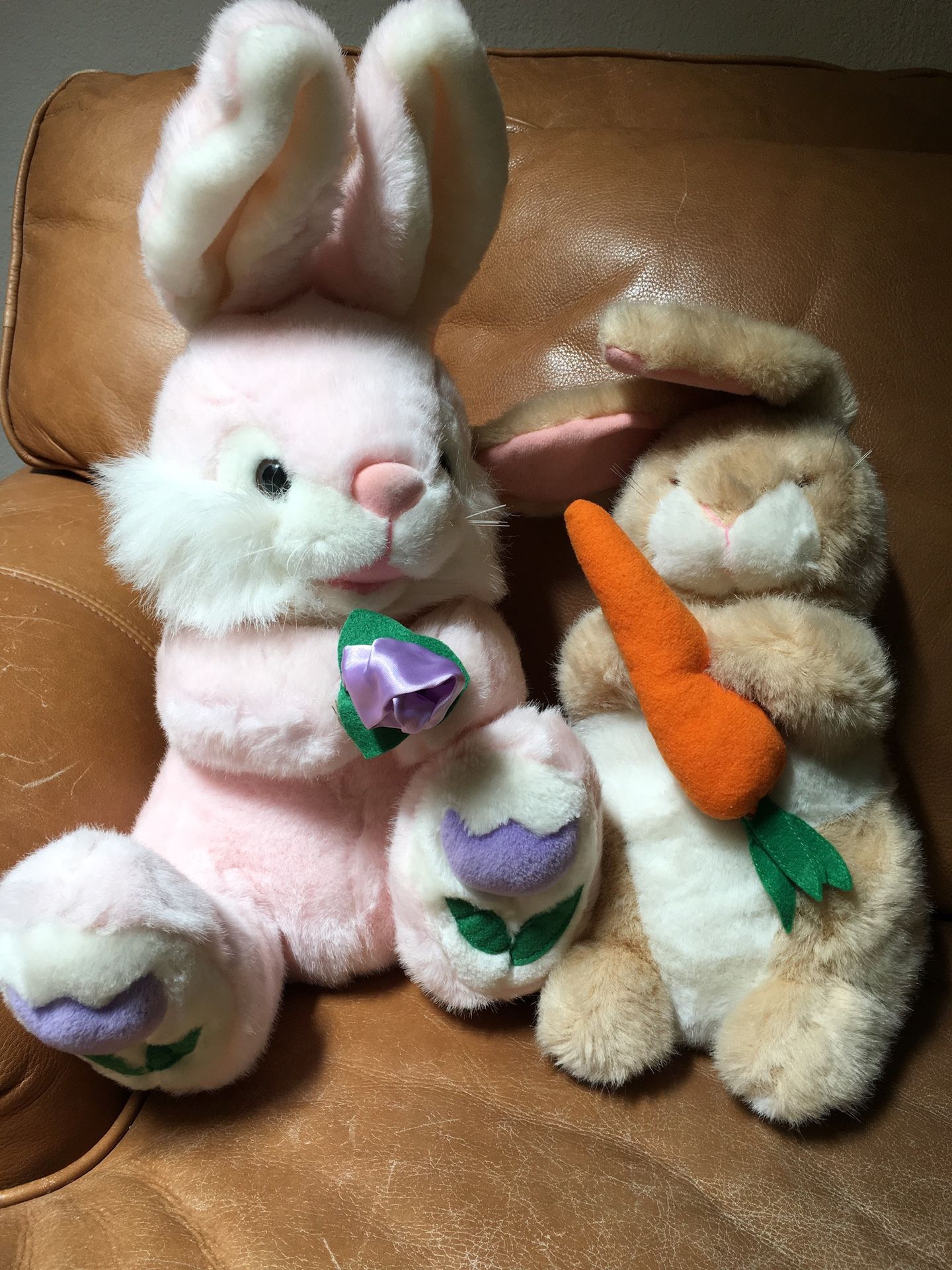 2 brand new soft plush bunnies both for $8