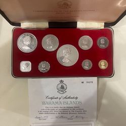 Bahama Islands proof set with Certificate  (1971) 4 Large pieces of silver 