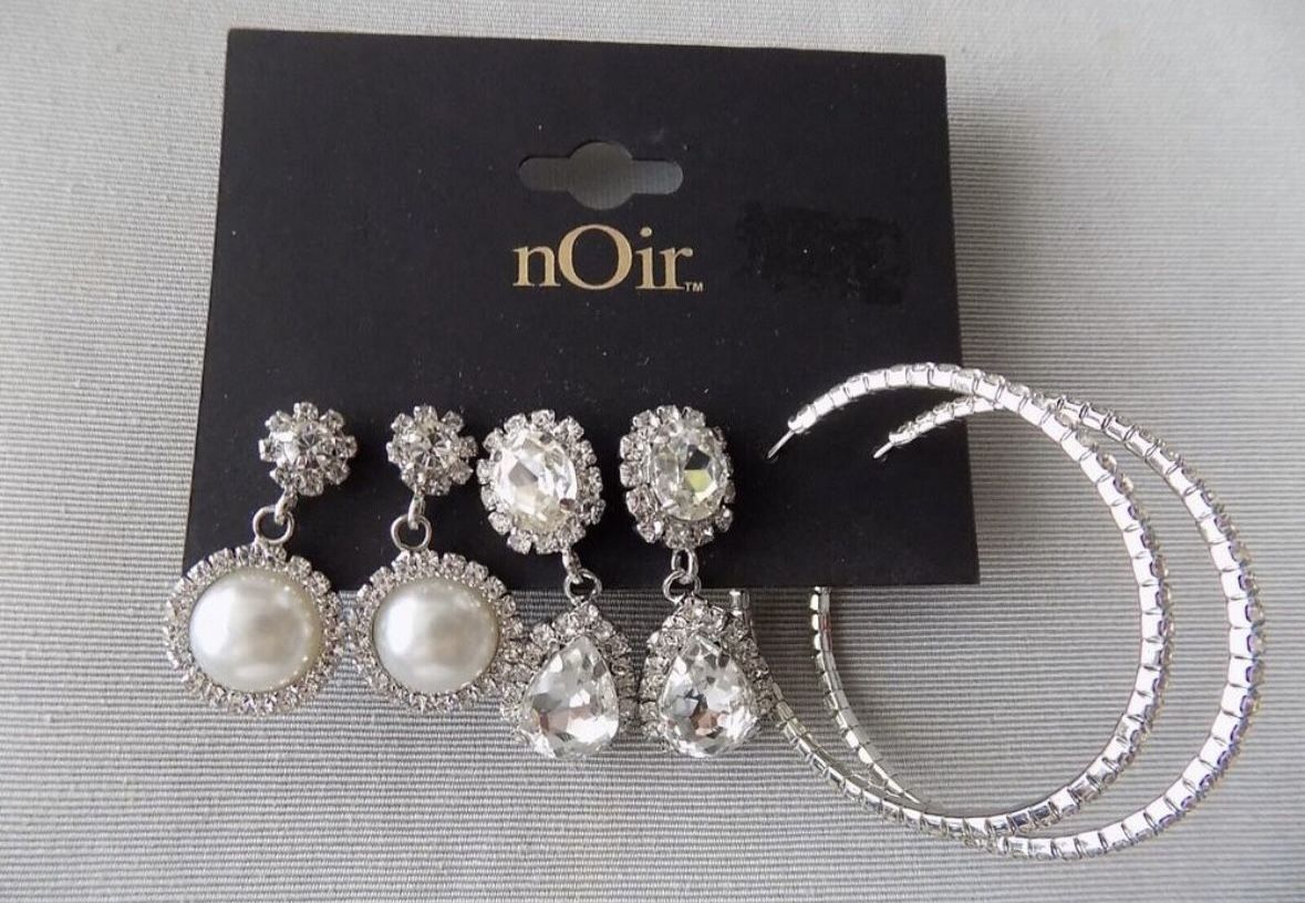 Set Of 3 NOIR Earrings NEW