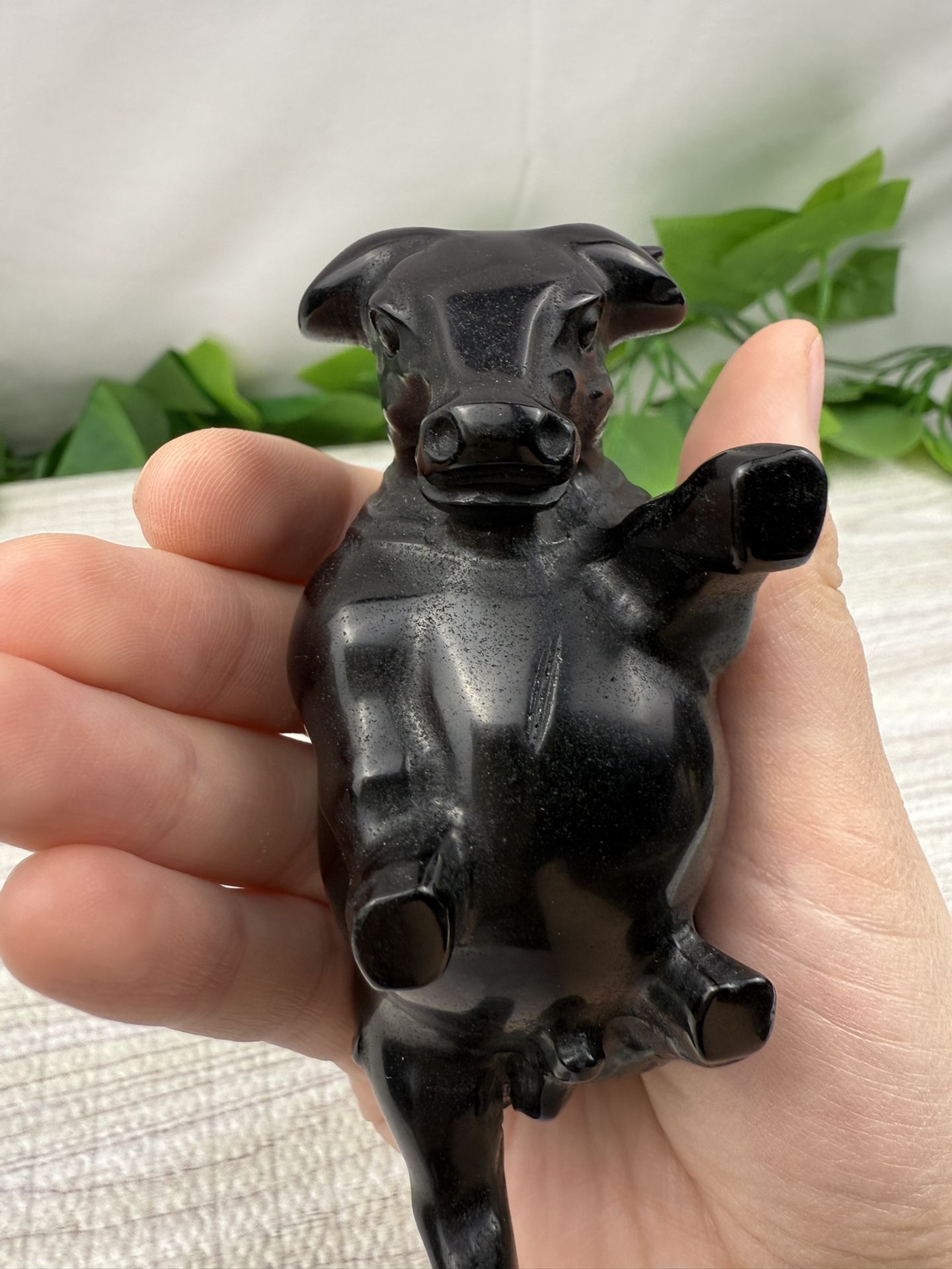 Black Obsidian Bull Carving
