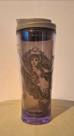 Starbucks 16 Oz Mermaid 2009 Gray Travel Tumbler Split Tail