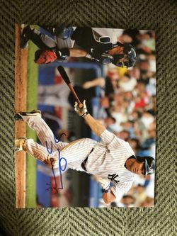 Johnny Damon Autographed Yankee picture