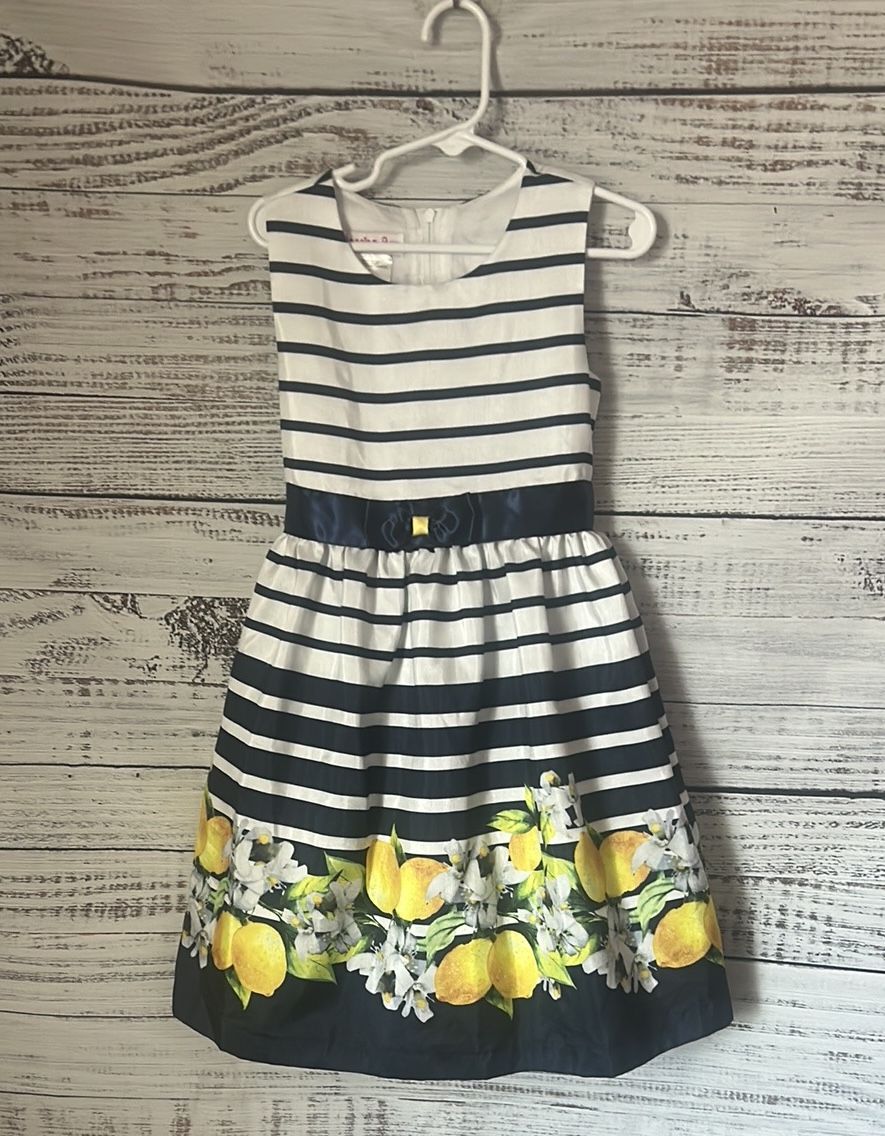 Jessica Ann Blue and White Sundress with lemons size 6