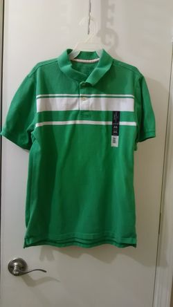 Brand New Faded Glory Green Striped Polo Shirt Size XL 14-16