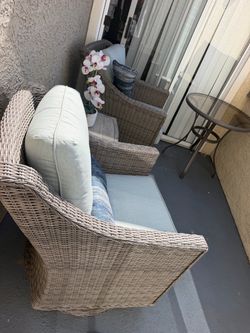 Outdoor Wicker Patio Chairs with Cushions – Set of 2