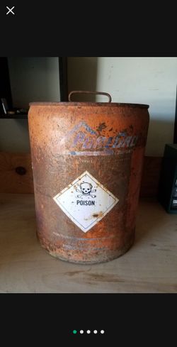 Vintage Poison oil drum barrel man cave garage decor rust