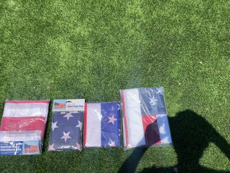 4-Pack American & Texas Flags – New in Packages