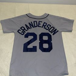 Youth Large Curtis Grandson Detroit Tigers Majestic Jersey Gray Sewn Clean MLB