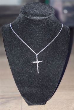 Mens sterling silver 925 necklace with cross crucifix pendant 22" anchor chain