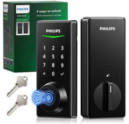 “NEW” PHILIPS 1000 SERIES  ELECTRONIC DEADBOLT SATIN NICKEL 4 WAY UNLOCK