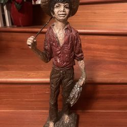Austin Productions 1968 South American Boy Gone Fishing Statue