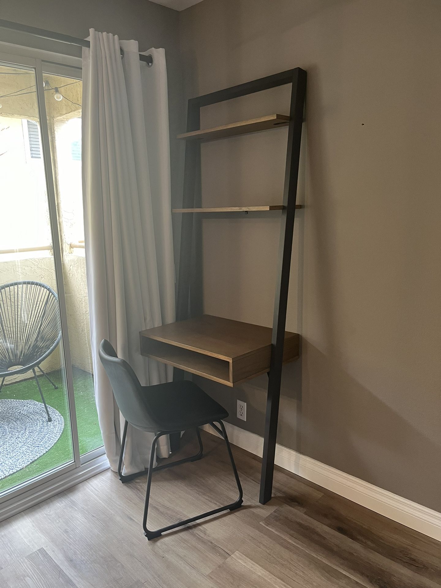 West Elm Ladder Shelf Wall Desk With Chair