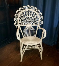 Vintage 1970s Wicker Peacock Chair