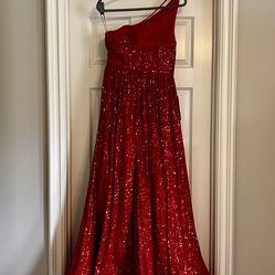 Red Sequin Prom Dress
