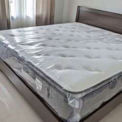 New King Pillowtop Mattress + Free Box Spring As A Gift 🎁