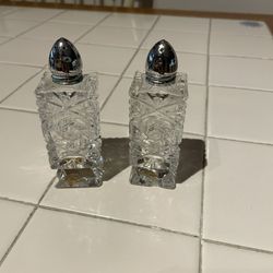 Vintage Crystal Salt & Pepper Set 