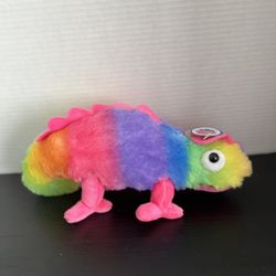 Chameleon Plush Lizard Camouflage Rainbow Green Yellow Stuffed Animal Toy New