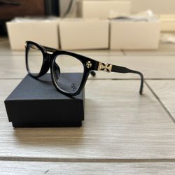 Chrome Hearts Black & Gold Box Frame Glasses
