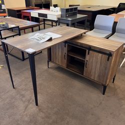 💥NEW💥Wood L-Shaped Desk w/Sliding doors&Drawers 🔥BIG SALE🔥Everything is 50%OFF🔥