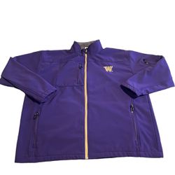 Washington Huskies Jacket Men 2XL Purple Full Zip NCAA Heavyweight Casual Logo
