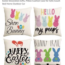 Set Of 4 Easter Pillow Covers 18”x18”