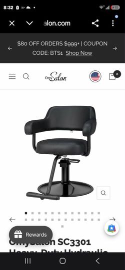 OmySalon SC3301 Heavy-Duty Hydraulic Styling Chair with Open Back & Gold Footrest