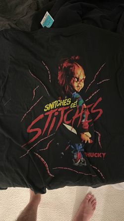 Chucky snitches get stitches tshirt