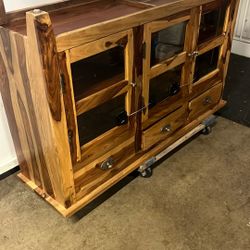 TV Stand Vintage Walnut, Real Rustic Wood